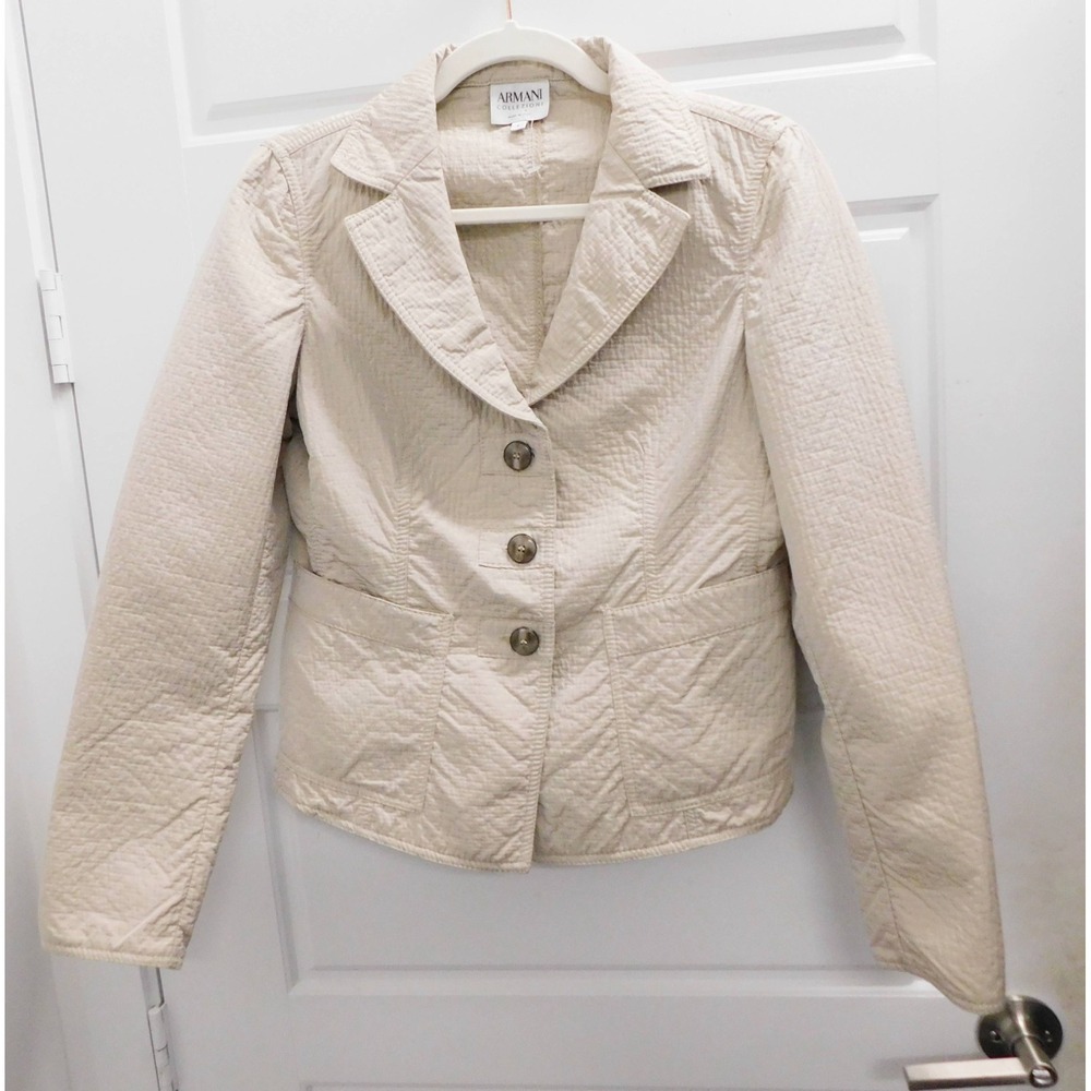 Armani Collezioni‎ Beige Quilted Jacket Italy sz 8